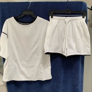 NEW White Athletic Top and Shorts Set Small